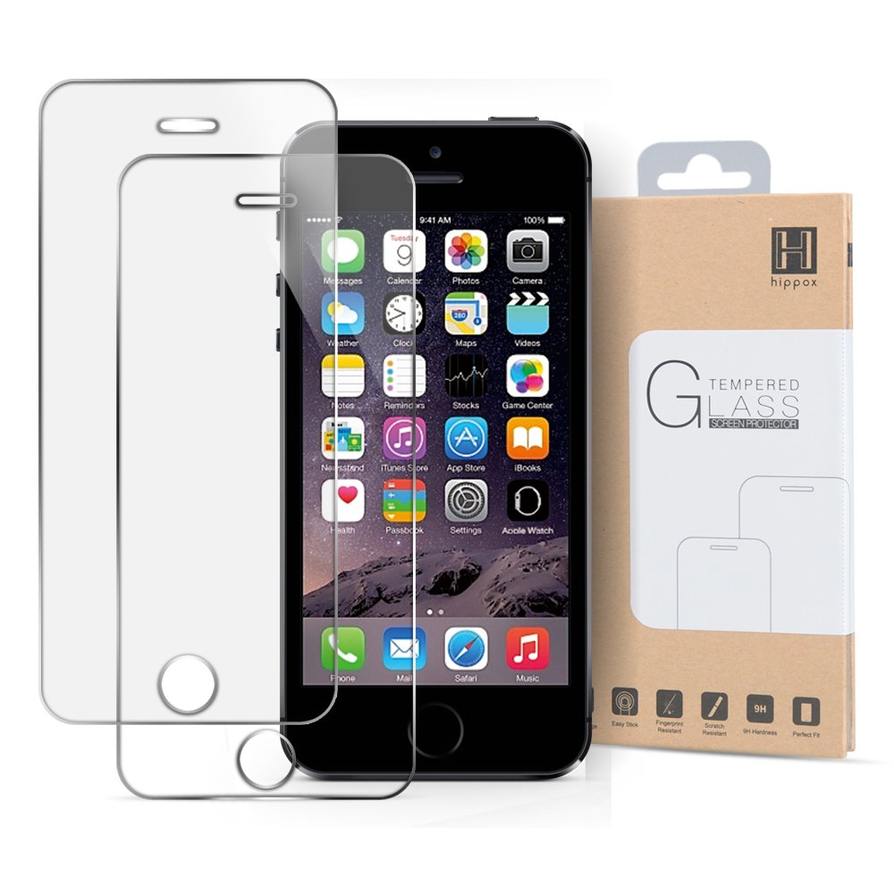 HIPPOX iPhone SE Screen Protector, iPhone 5S Screen Protector [2 Pack] [Tempered Glass] 0.2mm
