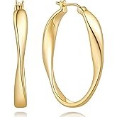 Gold Hoops Earrings for Women 14K Gold Earrings for Women Hoops Earring for Womens Hoop Twisted Wave Hoop Earring for Womens