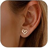 PUPILLEMON 925 Sterling Silver Heart Earrings,Hypoallergenic Silver Stud Earrings for Women,Love Heart Studs Earrings Gift for Women