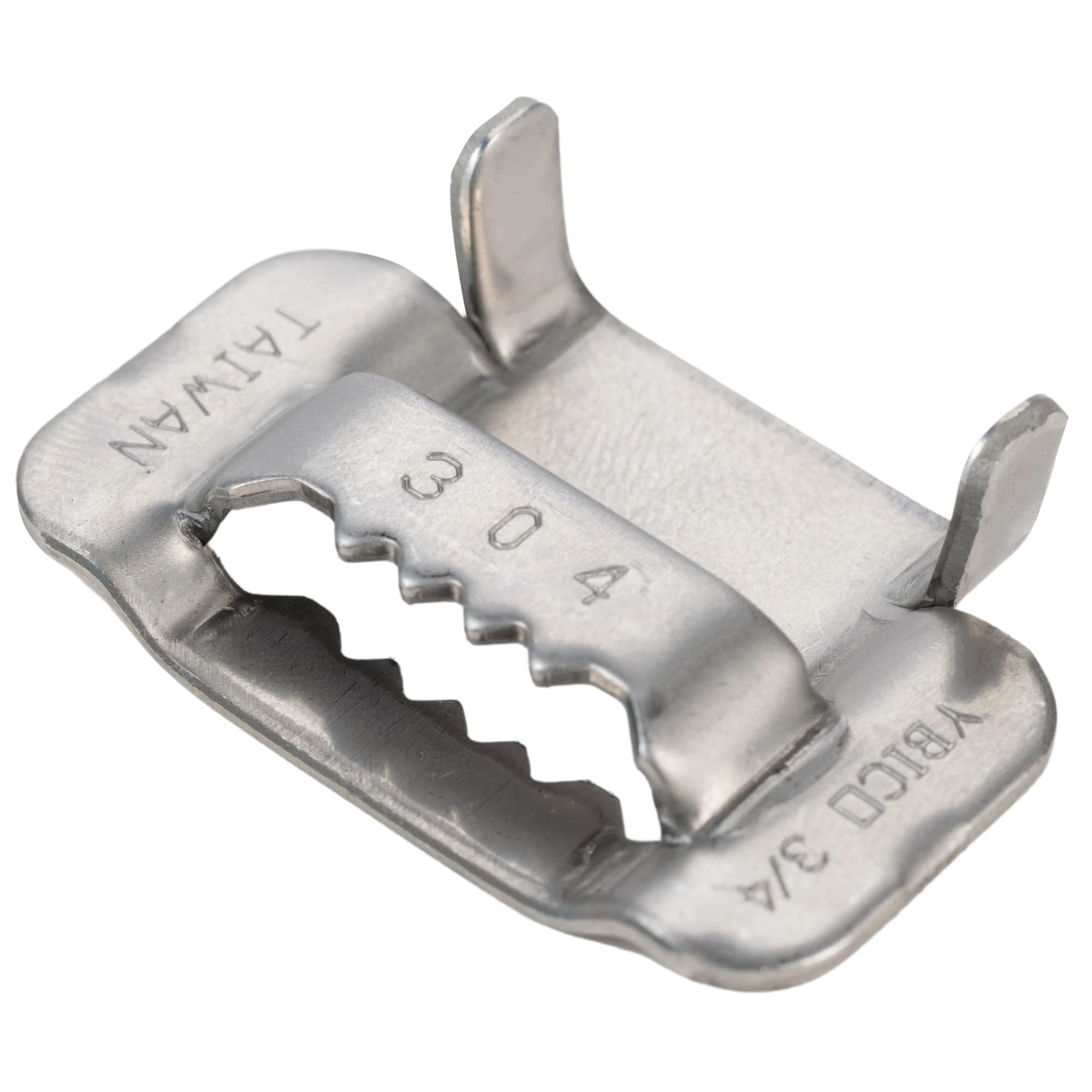 IDL Packaging 3/4″ Open 304 Stainless Steel Ear-Lokt Buckles for 201/304 Stainless Banding (Pack of 300) – Rust-Resistant Heavy-Duty Banding Buckles – Closed with Hammer or Hammer Type Tool