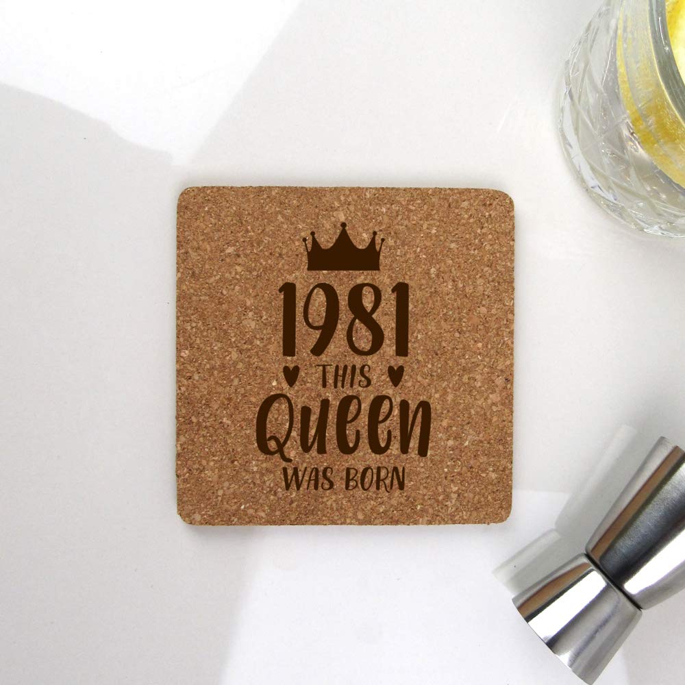 eBuyGB, Placemat 1981 This Queen was Born Square Coaster Drinks Mat, Cork