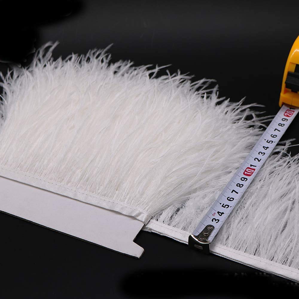 36 Colours Quality Ostrich Feather Trimming Fringe for Millinery Craft Dress Making (Ivory,2 Meters)
