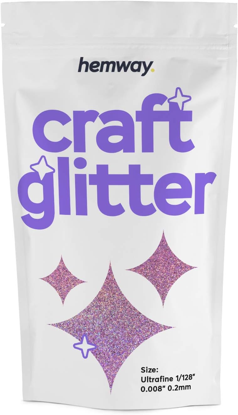 Hemway Craft Glitter Pink Holographic 100g Ultrafine Glitter for Crafts Resin, Cosmetic, Nail, Face, Body, Festival, Tumblers