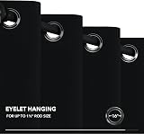 Deconovo Blackout Door Curtains 79 x 106 Inch Thermal Insulated Eyelet Black view 7