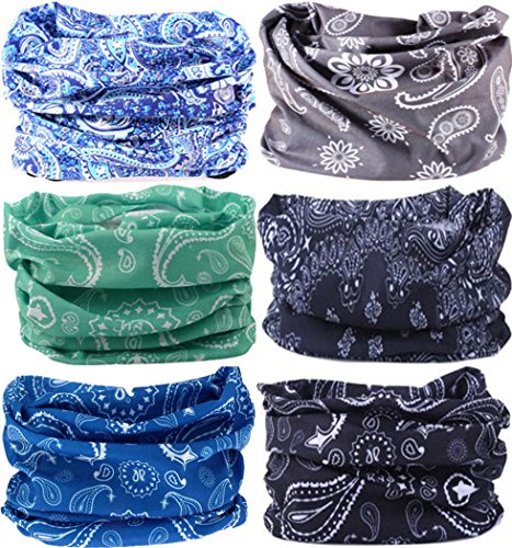 VANCROWN Headwear Head Wrap Sport Headband Sweatband 220 Patterns Magic Scarf 12PCS & 6PCS 12 in 1 (6PCS.Paisley 1)