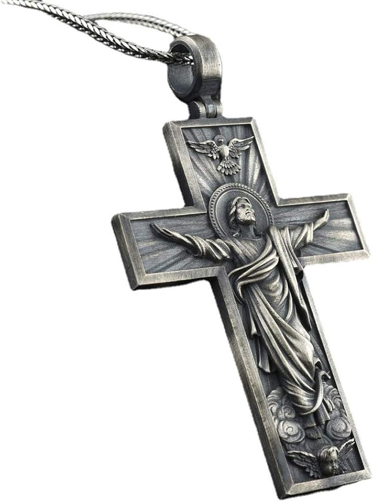 GREEN&RARE Woman Jewelry Catholic Jesus Christ Cross Pendant Stainless