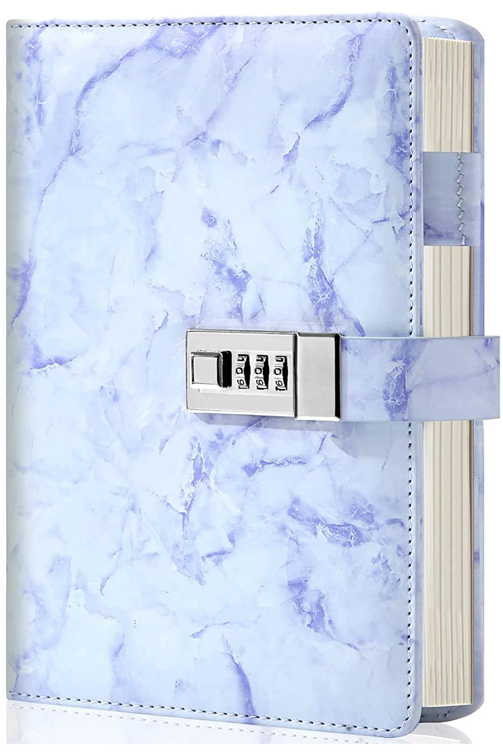 Dzhzal Diary with Lock for Girls Boys and Women Lockable Leather Journal with Combination Lock Refillable Lined Paper Locking Diaries A5 — image 1