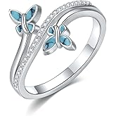 HBLICY Butterfly Ring Sterling Silver Butterfly Turquoise Ring Animal Jewelry Gifts for Women