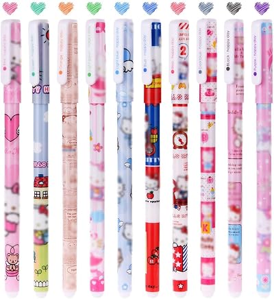 OFFCUP Cute Colour Pens 10pcs Hello Kitty Gel Pens 0.38mm Fine Point