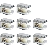 Alise Glass Shelf Brackets,Wall Mount Clamps for 5-8mm Shelves,8 Pcs | Adjustable Clamp Brackets for Shelves,Bathroom Clip Holder Support Hardware,Chrome