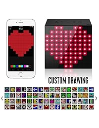 Divoom Aurabox parlante inteligente de LED 4.0, con conexión Bluetooth y control de la aplicación para crear dibujos con píxeles (color negro).