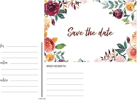 50 Save The Date Cards Floral Rustic Rose For Weddings Before Sending Invitations To Your Wedding Anniversary Bridal Shower Birthday Or Engagement Party Use Postcards Announcements Event Invites Amazon Co Uk Health Personal