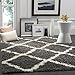 SAFAVIEH Area Rug 8x10 - Dallas Shag Collection - Large - Dark Grey & Ivory, Trellis Pattern, Non-Shedding & Easy Cleaning, Plush Thick Pile, Ideal for Living Room, Bedroom, Dining Space (SGD257A)