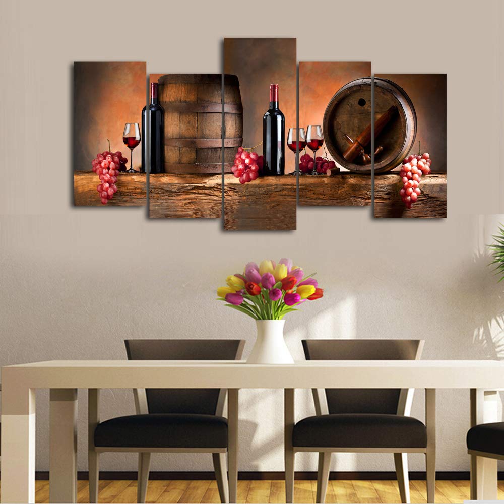 Sechars Vintage Canvas Wall Art Charming Streets Of Old Mediterranean Towns Picture Canvas Prints Landcape Painting For Living Room Wall Decals Framed 5 Pieces Wall Art Ready To Hang Home Kitchen Wall