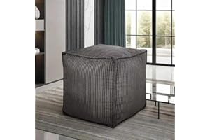 Louis Donné Unstuffed Square Pouf Ottoman Cover, Supersoft Corduroy Storage Pouf Cover for Living Room Bedroom Stool Footrest, Home Decor, 17"x17" - Retro Grey