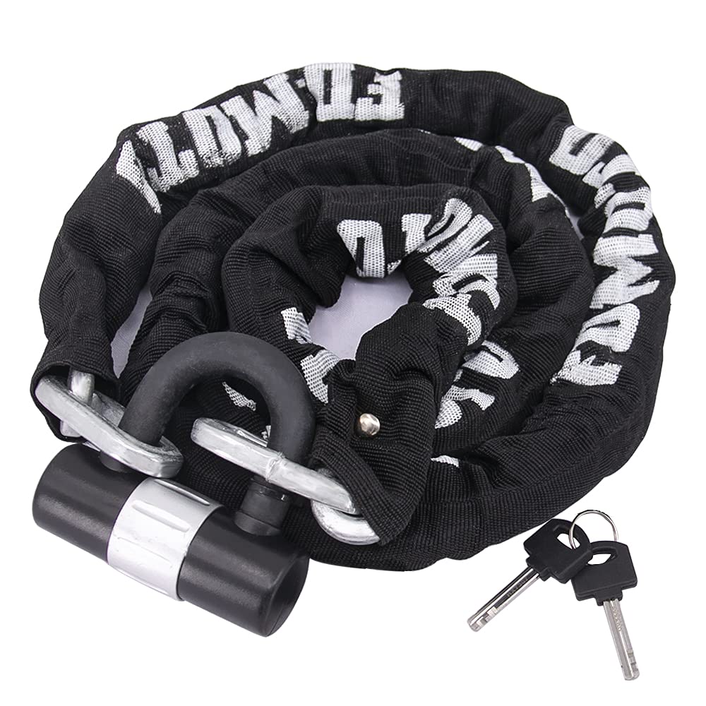 FD-MOTO 1.8M*10mm Steel Heavy Duty Anti-Theft Motorbike Chain Lock Padlock Motorcycle Bike Scooter Bicycle Lock Black&White