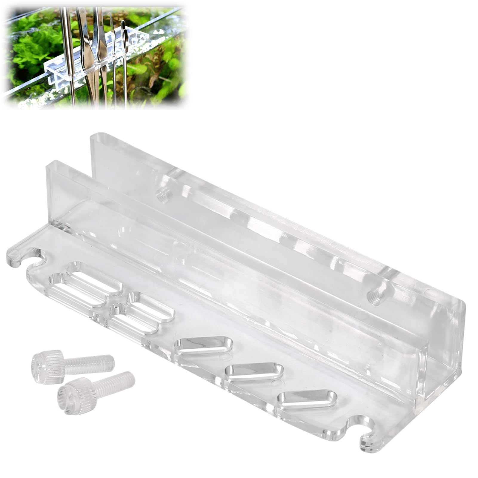 Aquarium Tool Holder, Fish Tank Tool Holder, Acrylic Aquarium Fish Tank Water Plant Scissor Scraper Spatula Maintenance Holder Storage Rack