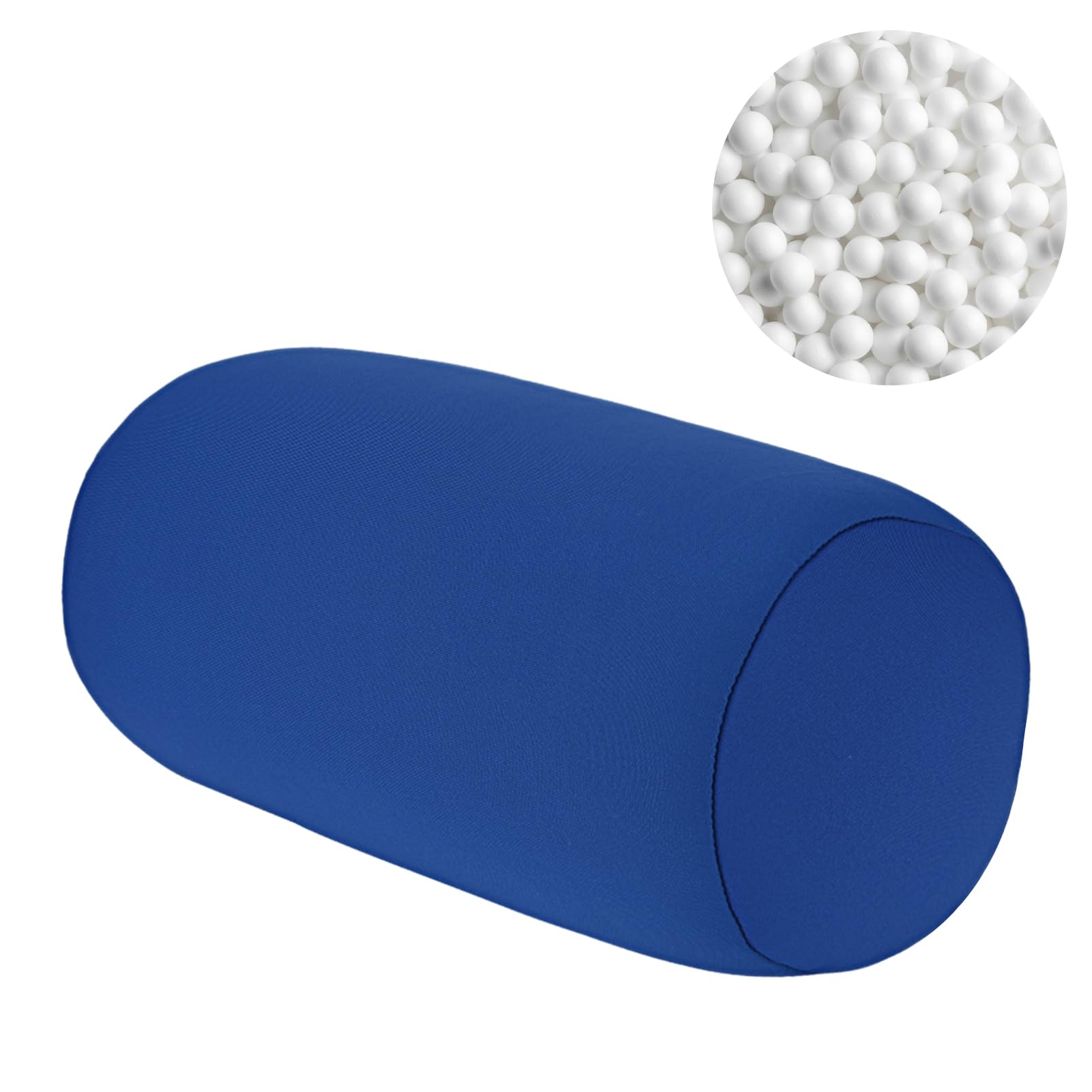 Omabeta Beanie Pillow Micro Mini Microbead Back Cushion Roll Throw Pillow Travel Home Sleep Neck Support with Soft Tiny Squishy Micro Beads(blue)