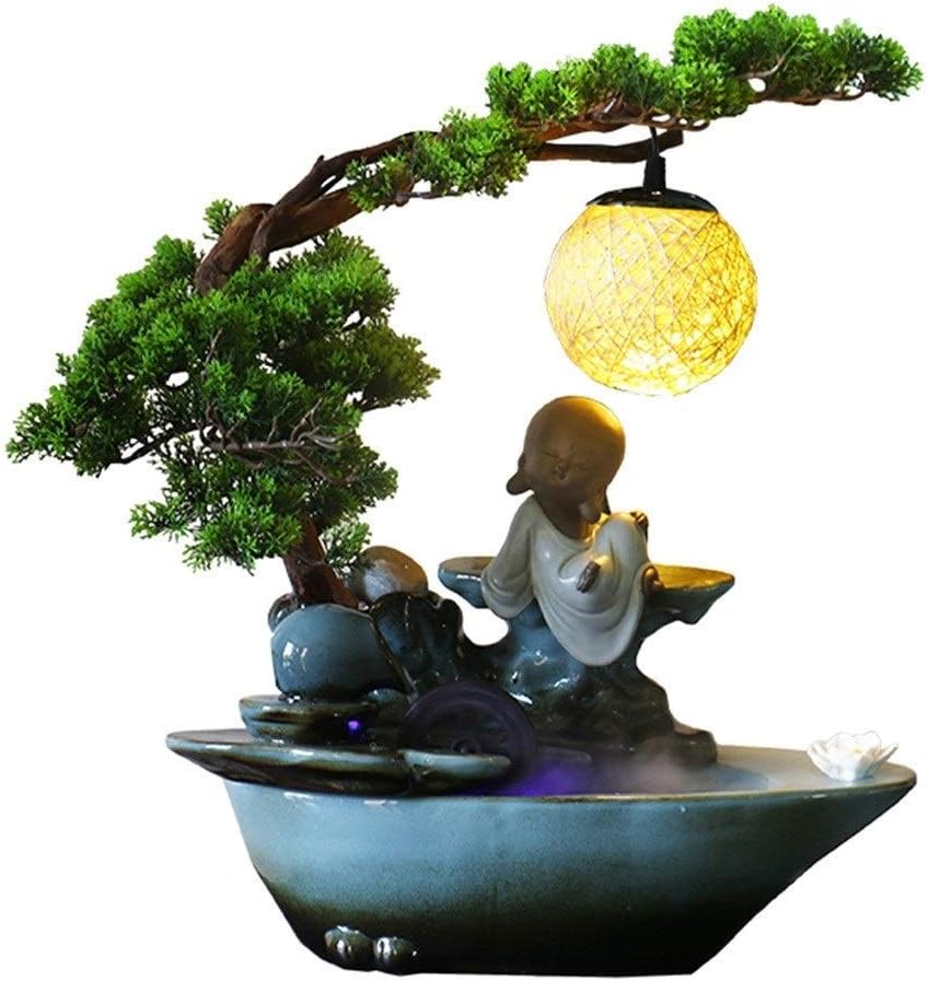 Indoor Water Fountain Ceramic Tabletop Fountain Zen Green