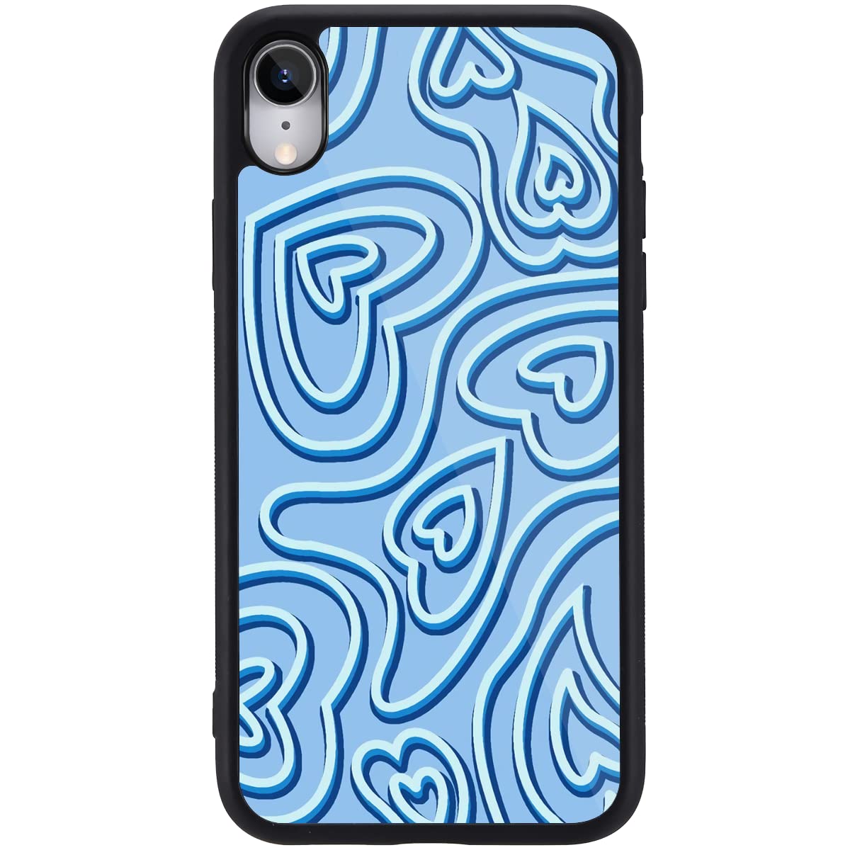 MAYCARI Compatible with iPhone 7/8/SE 2020 Case for Girls Women Children Blue Love Heart, Girly Aesthetic Pattern with Soft TPU Hard Back Protective Case for iPhone 7/8/SE 2020 — image 1