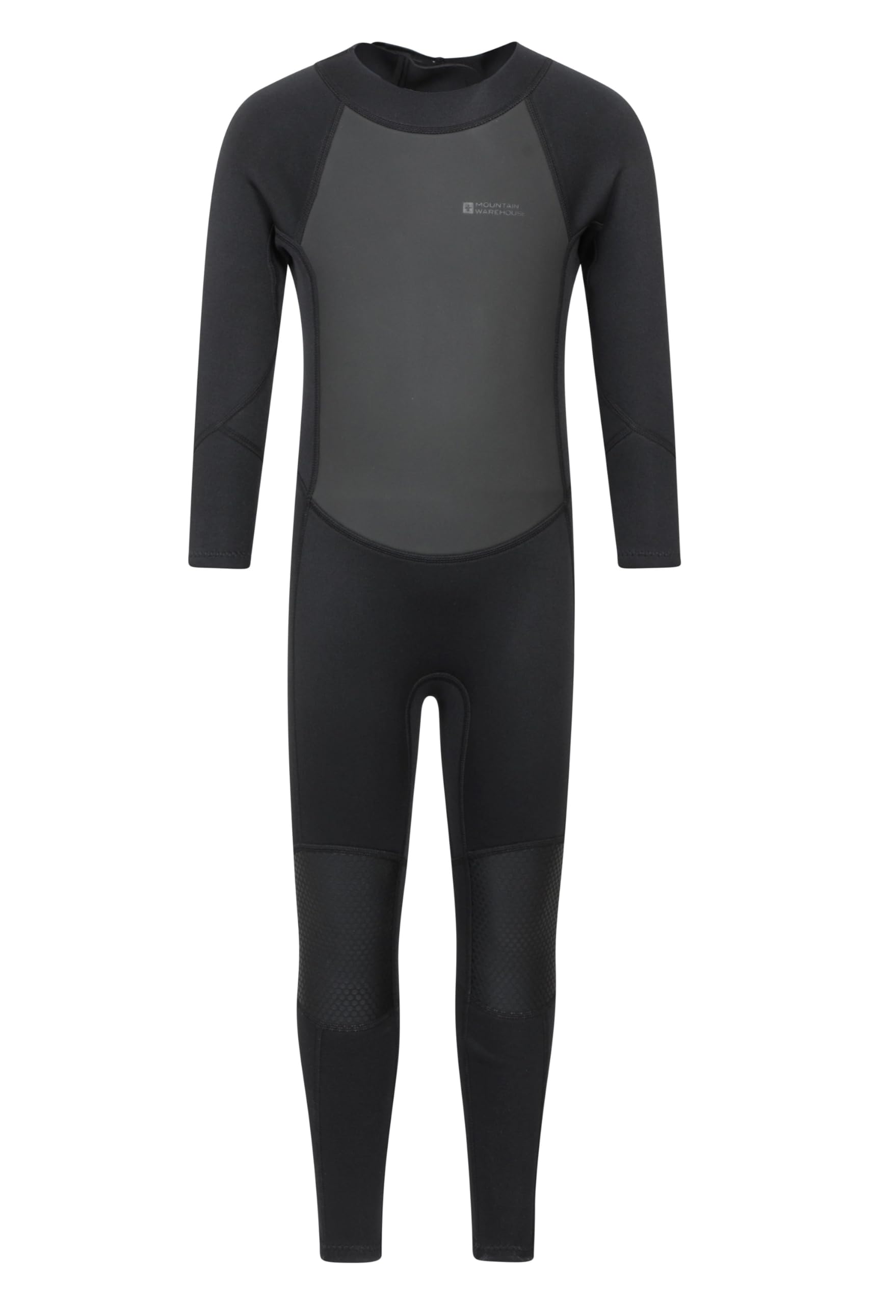 Mountain Warehouse Kids Full Wetsuit - 2mm Thickness, UPF50+, Neoprene Children's Wetsuit, Flat Seams, Easy Glide Zip Swimming Wetsuit - Spring Summer Black Kids Size 7-8 Years