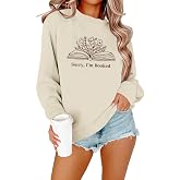 Zoemghc Book Sweatshirts for Women Sorry Im Booked Bookish Bookworm Reading Graphic Sweatshirt Book Lovers Gift Pullover Tops