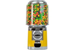 LKOEWQZAMX Vending Machine, Classic Gumball Bank, Bulk Vending Gumball Candy Machine, Countertop Treat Dispenser, Metal, W/Locks and Keys, Baffle, 16inch (Yellow)