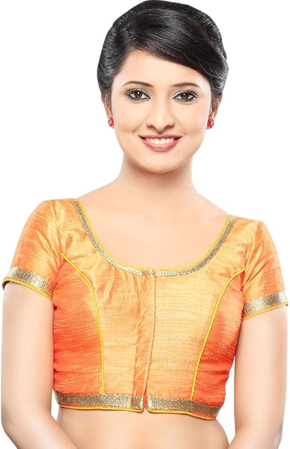 Amazon.com: Bollywood Blouses Women's Designer Copper Sequence Saree Blouse Large Orange: Clothing