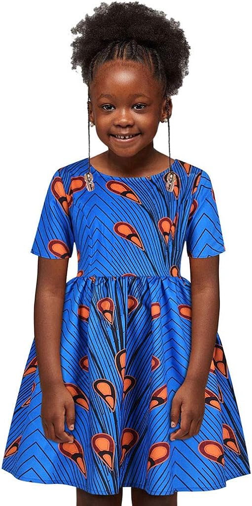 KpopBaby Toddler Girl African Dashiki Dresses, Skirt Ankara Ethnic Sleeveless Sloping Wax Summer Party Print Style Dress