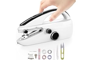 SNOWVOICE Handheld Sewing Machine,Two dear,Mini sewing machine,Easy to Use and Fast Stitch Suitable for Clothes,Fabrics, DIY Home Travel Electric Handheld Sewing Machine for Beginners(Cotton White）