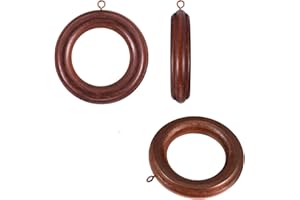 YRHROL 20 Pack Handmade Wooden Drapery Curtain Rod Rings 3 Inch Outer Diameter Retro Brown Farmhouse Beech Wood Vintage Look,1.8 Inch Interior Diameter for 1-1.5 Inch Curtain Rod Pole