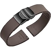ULLCHRO Fluororubber Watch Strap - Fast Release Cut-to-Size 18mm 19mm 20mm 21mm 22mm FKM Rubber Watch Band with Buckle Soft Universal Waterproof Replacement Band Strap for Men Women