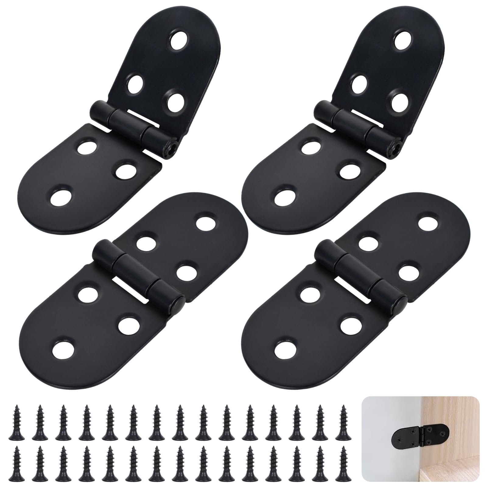 180 Degree Flip Hinges, 4 Pcs Butler Tray Flap Hinges for Folding Table, Cabinet, Wardrobe Doors, Timber Wooden Box - Home Furniture Hardware