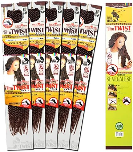 [6 Packs Deal!] Inspire Beyonce Braid Style-Senegalese Afro Twist Braid 20"~22", Large Size, 28 Strands Kanekalon&amp;Toyokalon Eve African Nature Braid (T1B/30)