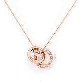 STORYJEWELLERY Rose Gold Necklaces for Women, Interlocking Circle Necklaces, Dainty Pendant Necklace, Rose Gold Jewelry, Friendship Necklace, Gifts for Women