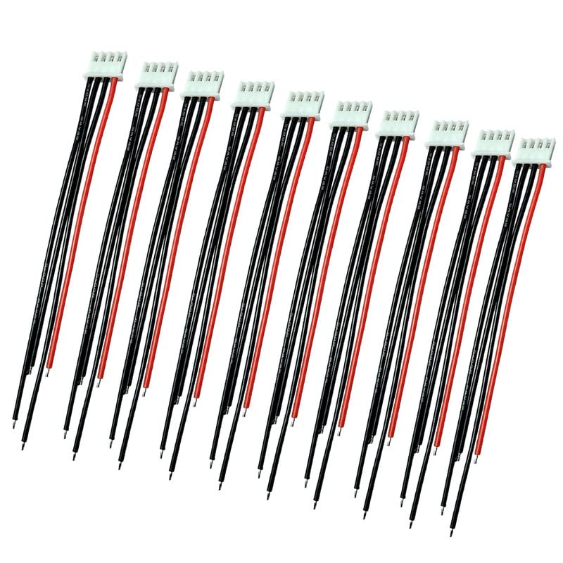 Photo 1 of 10pcs 3S 4Pins Balance Connector Male Plug Extension Cable JST-XH RC Lipo Connector Adapter with 15CM 22AWG Silicone Cable (3S 4Pins)