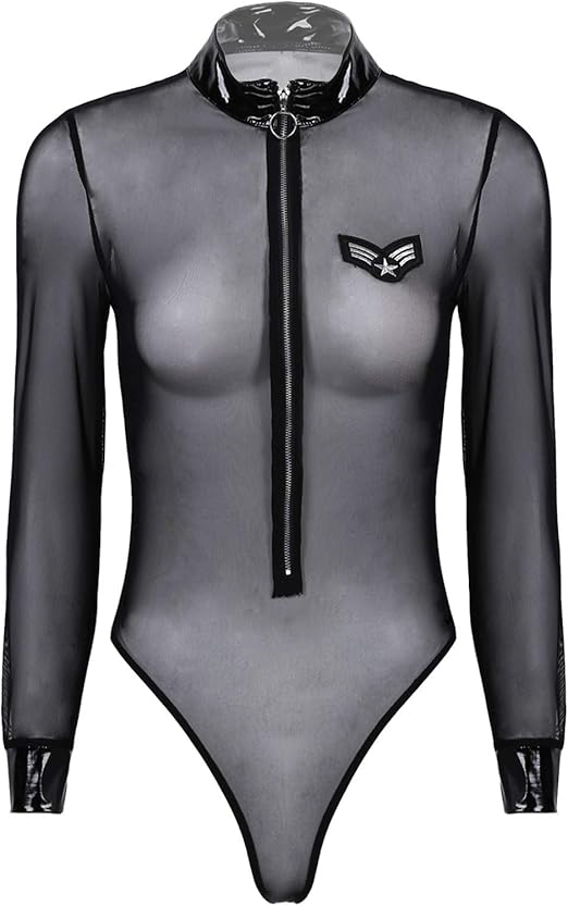 CHICTRY Women's Police Costume Dirty Cop Lingerie Bodysuit