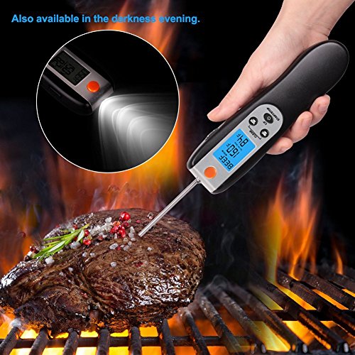 image for Unicook Digital Meat Thermometer with Foldable Probe, Instant Read Dig
