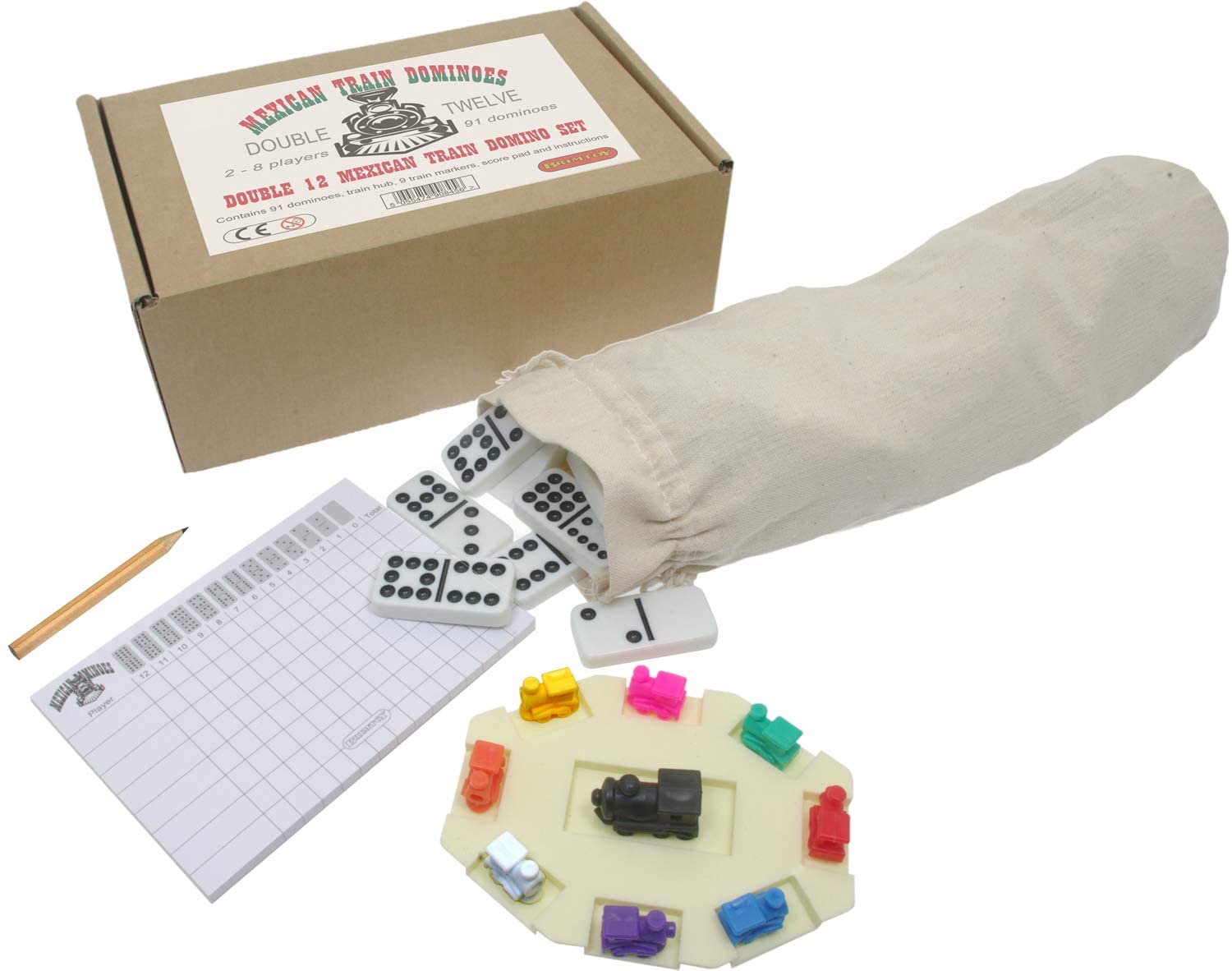 Brimtoy Mexican train dominoes double 12s