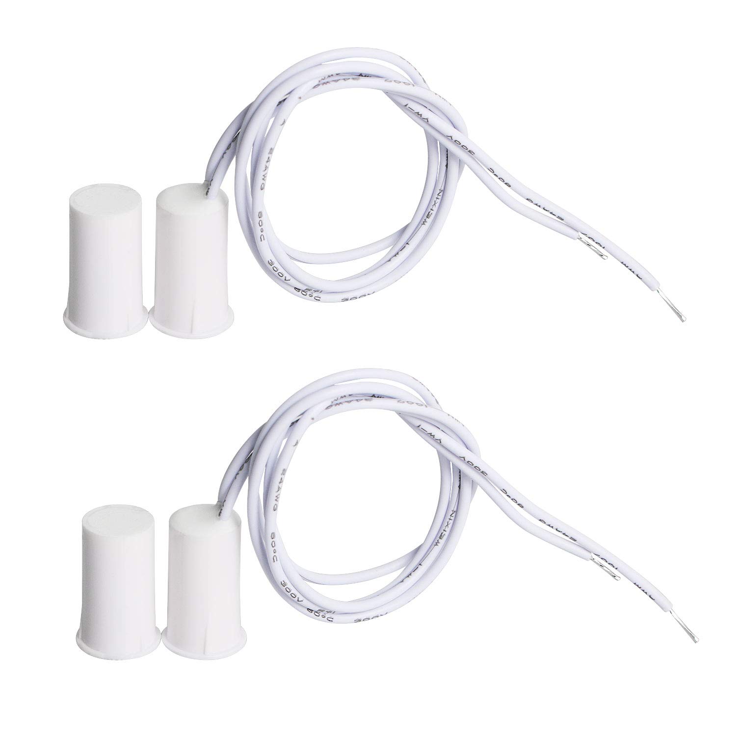 Aoje-Link RC-33B NC Recessed Wired Security Window Door Contact Sensor Alarm Magnetic Reed Switch for Home Security Access Control and Burglar Alarm Systems White 2pcs