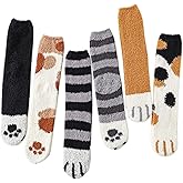 6 Pairs Womens Fuzzy Socks Winter Warm Soft Cozy Fluffy Microfiber House Sleeping Slipper Socks Christmas Gifts