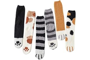 LORITTA 6 Pairs Womens Fuzzy Socks Winter Warm Soft Cozy Fluffy Microfiber House Sleeping Slipper Socks Christmas Gifts