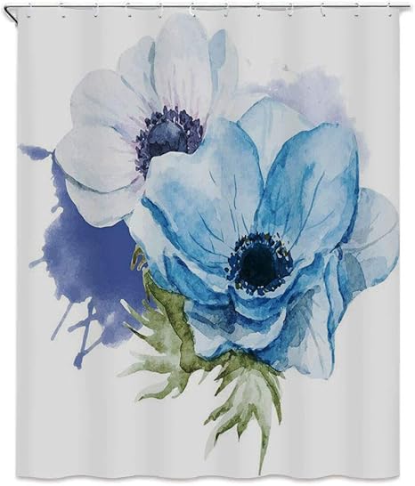 Amazon アネモネの花 シャワーカーテン 150 X 150cm 素朴な花のデザイン お風呂 シャワーカーテン 浴室カーテン 防水 防カビ おしゃれ 水彩画の花が咲き乱れる装飾 ラベンダーライトブルーグリーン シャワーカーテン ホーム キッチン オンライン通販