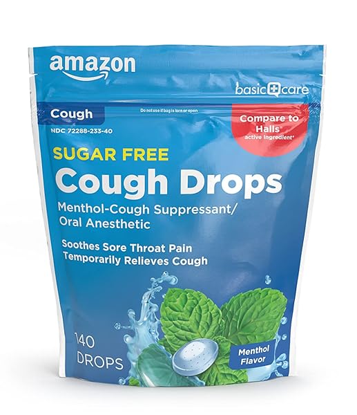 AMAZON BASIC CARE SUGAR FREE MENTHOL COUGH DROPS...