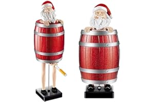AZURAOKEY Funny & Quirky Cigarette Dispenser, Prank Pop-Up Cigarette Holder Box, Santa Claus in The Wooden Barrel Cigarette Box Figurines for Christmas Party Home Decor (Santa)