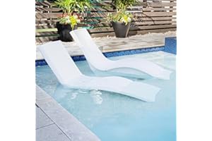 Step2 Vero Pool Lounger 2 Pack, Outdoor/Indoor Waterproof Patio Furniture, Pool Lounge Chairs, Use in Pools Up to 12 Inches of Water or Poolside Ledge, Made of Durable Plastic, Weighted, White