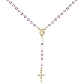 Barzel 18K Gold Plated Rosary Beaded Necklace, Virgin Mary Necklace, Guadalupe Necklace, 18 Inches with 2 Inch Extension, Waterproof, Tarnish Free, Made in Brazil