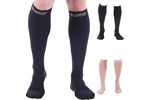 Doc Miller Compression Socks, 20-30 mmHg Medical Grade Closed Toe Socks for Running, Circulation, Shin Splints, Varicose Veins, & Calf Recovery - Knee High Support for Men & Women - Medium Size, Black
