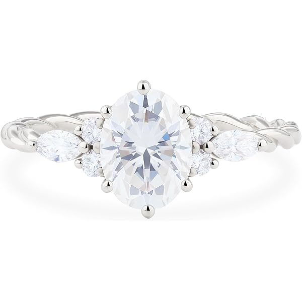 Engagement Ring Box Flower Marquise Cut Sterling Silver Ring