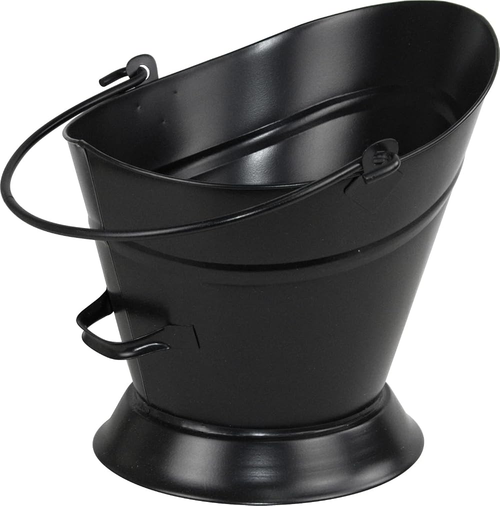 Sterling Ventures Galvanised Black Metal Round Coal Scuttle Bucket Hod 31cm